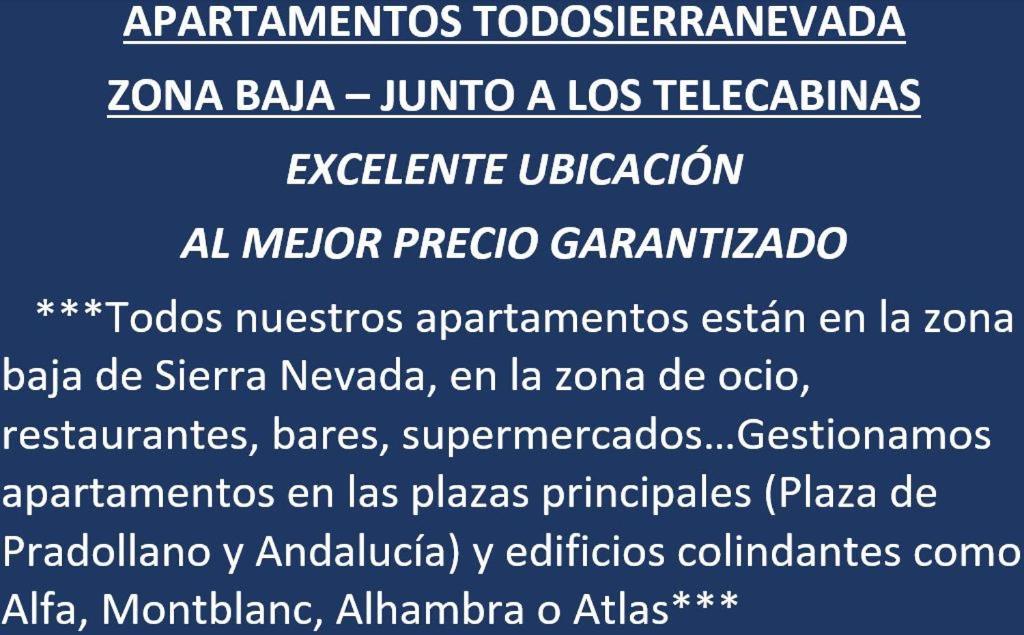 Todosierranevada Zona Baja - Edificio Alhambra - Junto A Los Telecabinas Sierra Nevada Exterior photo